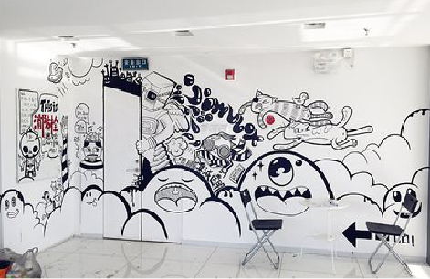 自贡手绘墙并非传统涂鸦。